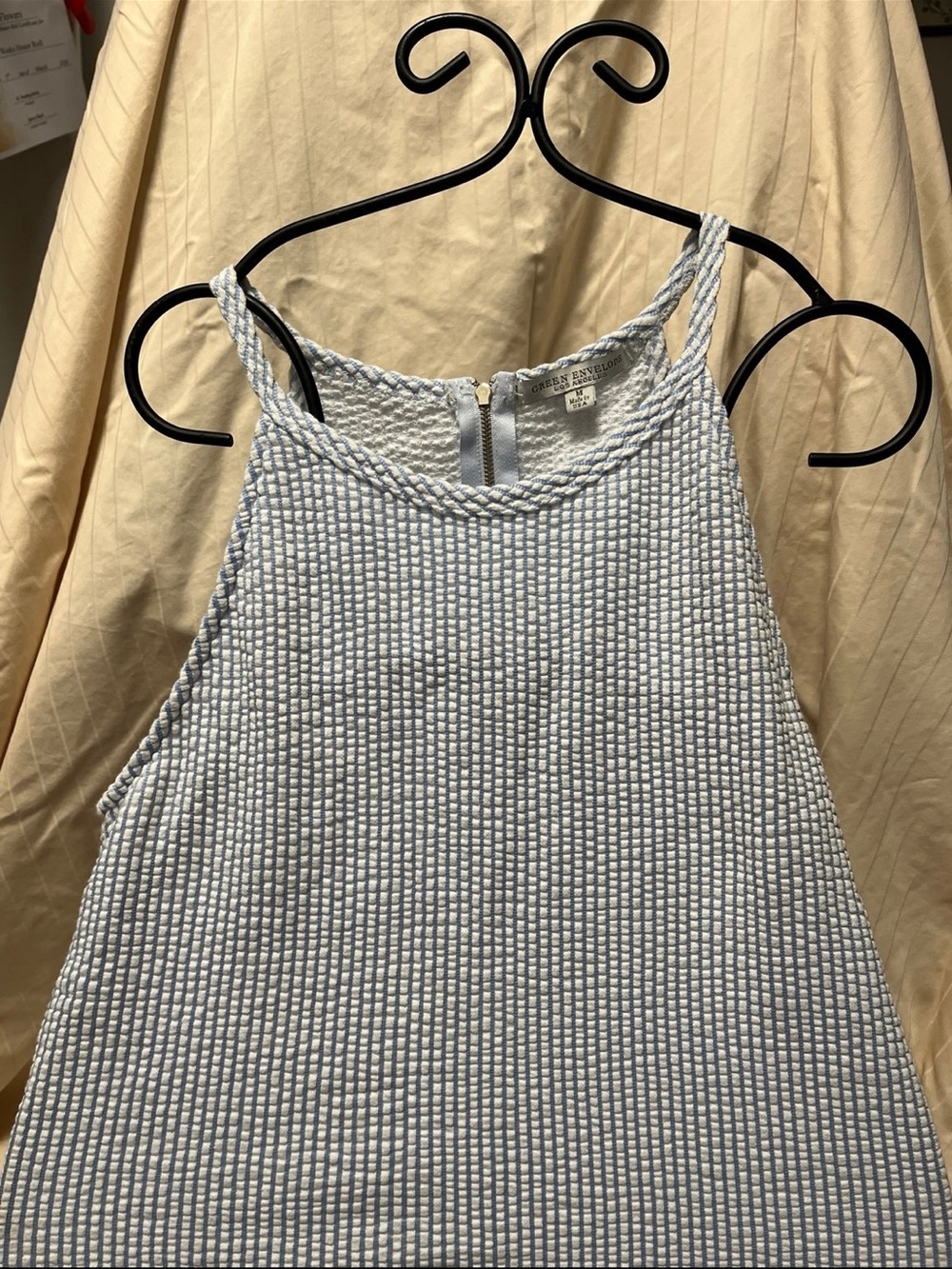 Light Blue Textured Halter Tank Top